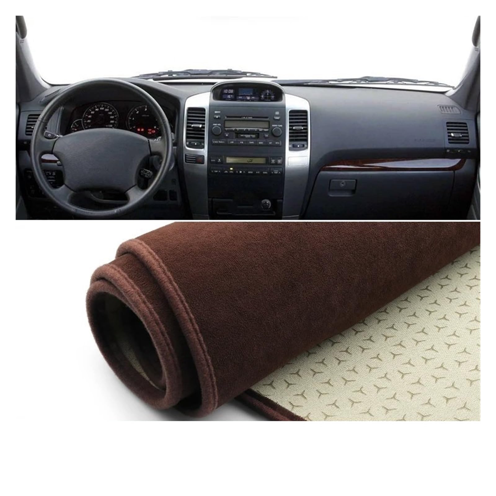 Car Dashboard Cover Pad Für Toyota Für Land Für Cruiser Für Prado Für J120 Für FJ120 Für LC120 2003-2009 Auto-Armaturenbrett-Abdeckung Sonnenschutzmatte Pad Teppiche(B LHD Brown) von AVNVNCNO