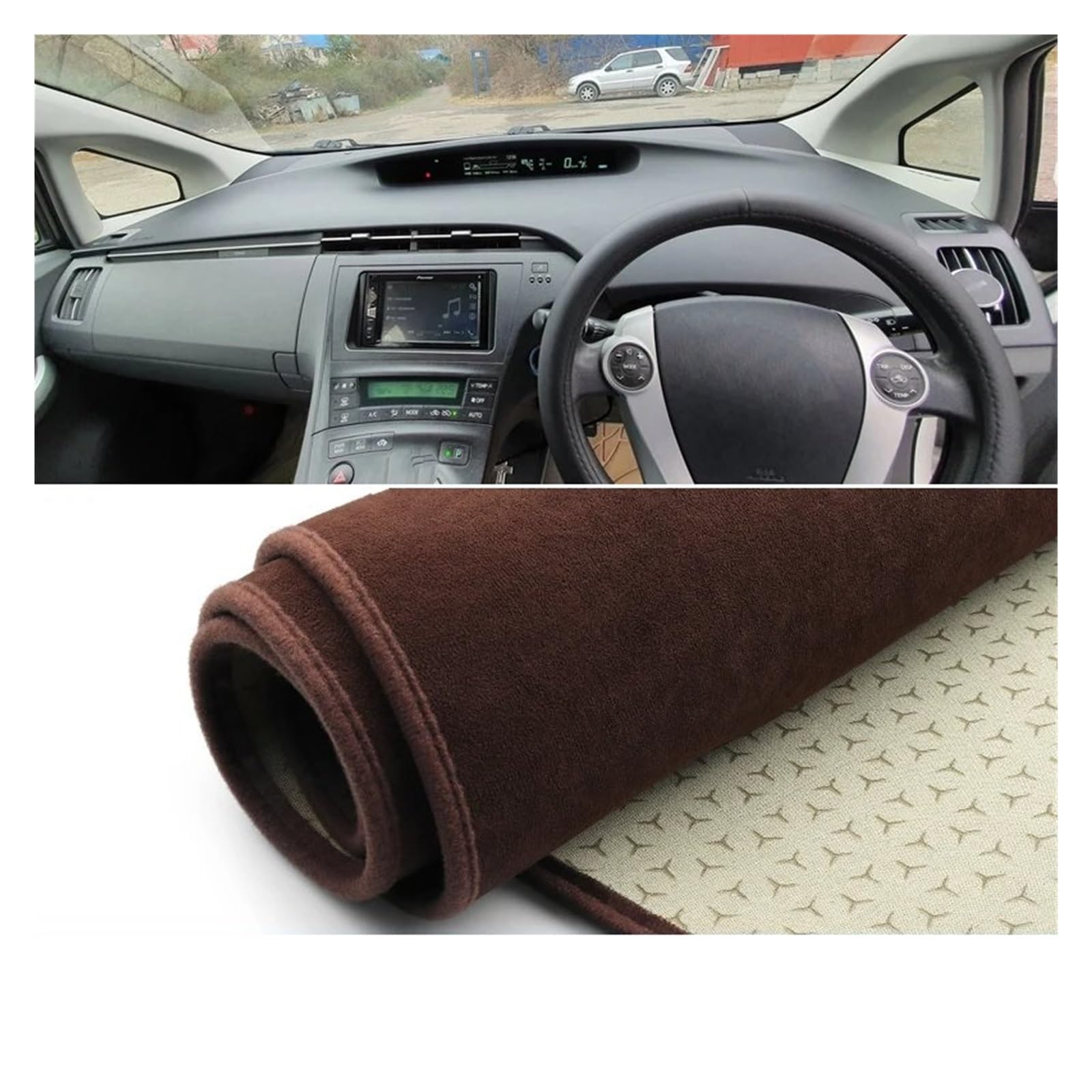 Car Dashboard Cover Pad Für Toyota Für Prius 30 Für XW30 Für ZVW30 2010-2012 2013 2014 2015 Auto Armaturenbrett Abdeckung Sonnenschutz Pad Teppiche(RHD Brown) von AVNVNCNO