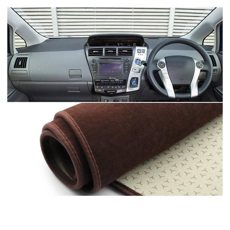 Car Dashboard Cover Pad Für Toyota Für Prius V Plus Für Alpha Für Hybrid 2012 2013 2014 2015 2016 2017-2019 Auto Armaturenbrettabdeckung Sonnenschutzmatte Teppich(B RHD Brown) von AVNVNCNO