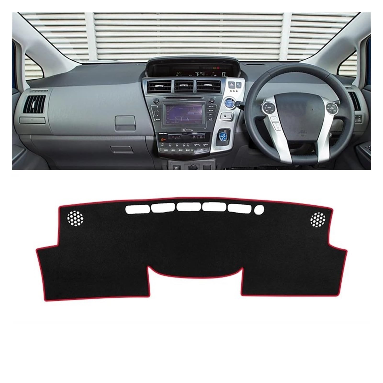 Car Dashboard Cover Pad Für Toyota Für Prius V Plus Für Alpha Für Hybrid 2012 2013 2014-2019 Auto-Armaturenbrett-Abdeckung Sonnenschutz Vermeiden Sie Lichtmatte Pad Teppich(A RHD Red Side) von AVNVNCNO