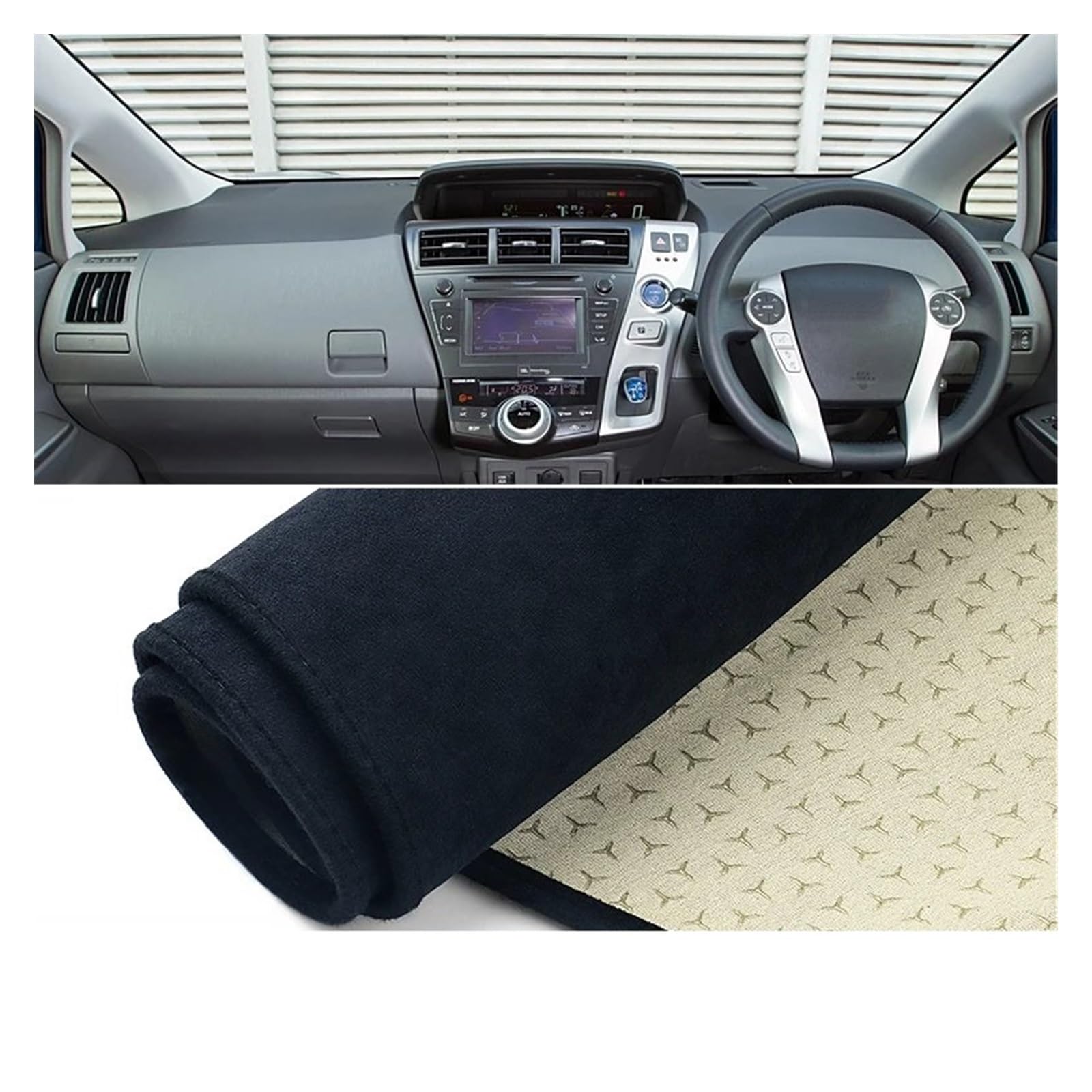 Car Dashboard Cover Pad Für Toyota Für Prius V Plus Für Alpha Für Hybrid 2012 2013 2014-2019 Auto-Armaturenbrett-Abdeckung Sonnenschutz Vermeiden Sie Lichtmatte Pad Teppich(B RHD Black) von AVNVNCNO