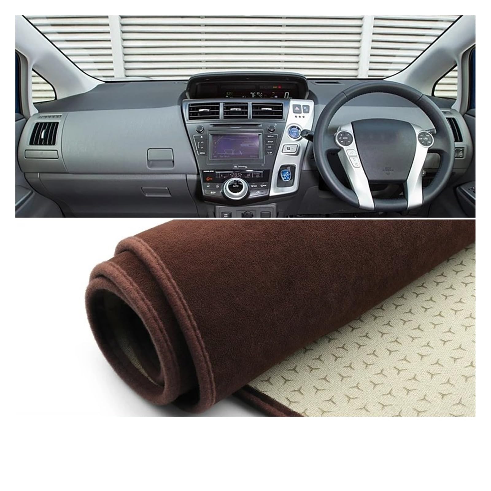 Car Dashboard Cover Pad Für Toyota Für Prius V Plus Für Alpha Für Hybrid 2012 2013 2014-2019 Auto-Armaturenbrett-Abdeckung Sonnenschutz Vermeiden Sie Lichtmatte Pad Teppich(B RHD Brown) von AVNVNCNO