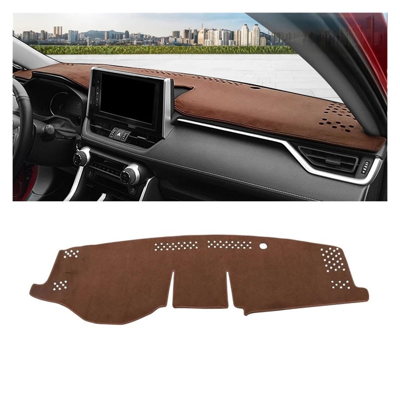 Car Dashboard Cover Pad Für Toyota Für RAV4 2019-2022 2023 Für RAV 4 Für XA50 Für Hybrid Auto Dashboard Matte Sonnenschutz Pad Instrument Schreibtisch Teppich(B Brown LHD) von AVNVNCNO