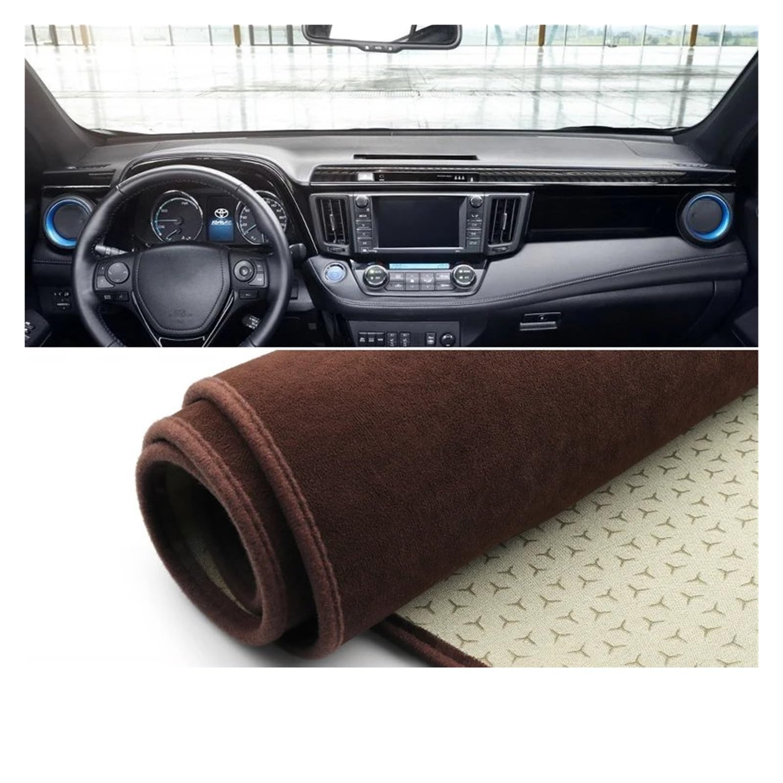 Car Dashboard Cover Pad Für Toyota Für RAV4 Für XA40 2013 2014 2015 2016 2017 2018 Für RAV 4 Auto Armaturenbrett Abdeckung rutschfeste Matte Teppich(B Brown LHD) von AVNVNCNO