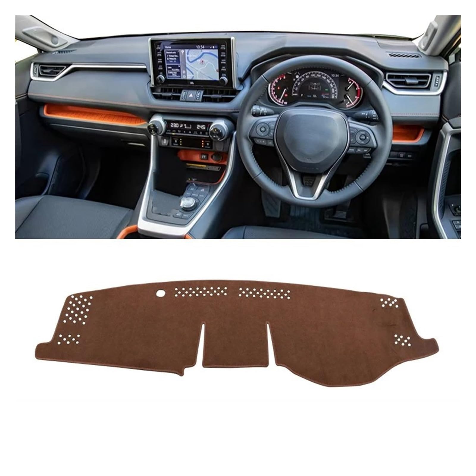 Car Dashboard Cover Pad Für Toyota Für RAV4 Für XA50 2019-2024 Für Hybridauto-Armaturenbrett-Pad Instrumentenplattform Schreibtischabdeckung Matten Teppiche(B Brown RHD) von AVNVNCNO