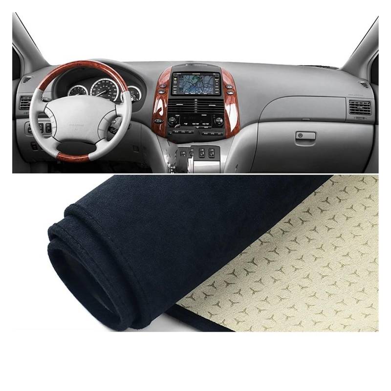 Car Dashboard Cover Pad Für Toyota Für Sienna XL20 2. Generation 2004-2010 Auto Armaturenbrett-Abdeckungsmatte Auto Armaturenbrett Sonnenschutz Pad Teppich Cape Protector(B Black) von AVNVNCNO