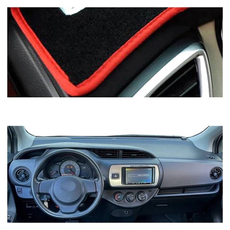 Car Dashboard Cover Pad Für Toyota Für Vitz 2012 2013 2014 2015-2017 Auto Auto Innen Armaturenbrett Abdeckung Mittelkonsole Schutz Teppich Dashmat Sonnenschutz(Left-Red) von AVNVNCNO