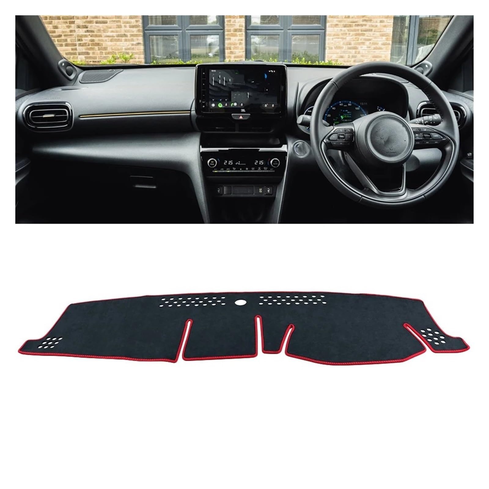 Car Dashboard Cover Pad Für Toyota Für Yaris Für Cross Für XP210 2020 2021 2022 2023 2024 Auto-Armaturenbrett-Teppiche Vermeiden Sie Lichtabdeckung Sonnenschutzpolster(RHD Black Red) von AVNVNCNO