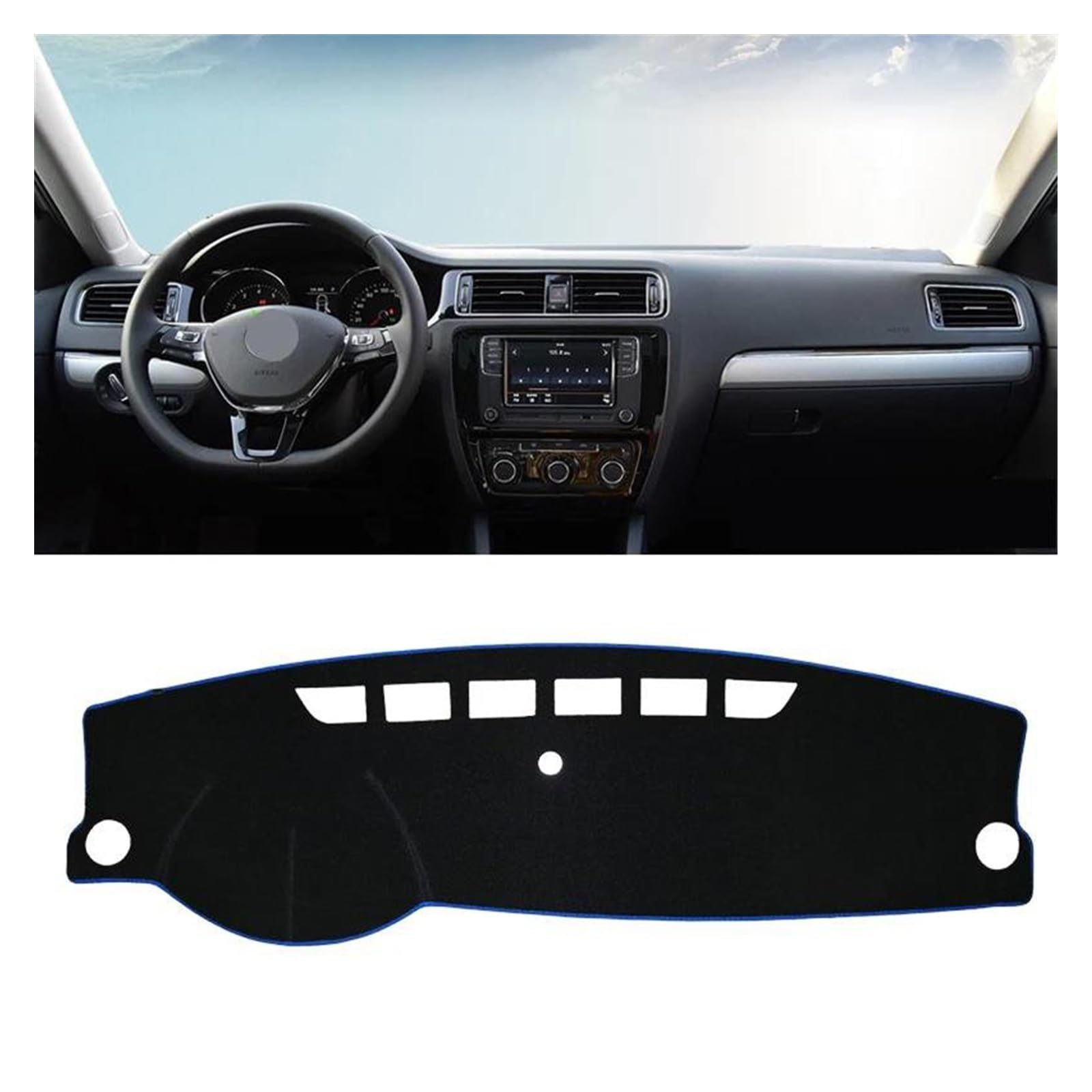 Car Dashboard Cover Pad Für VW Für Jetta 6 Für MK6 Für A6 2011-2018 Auto-Armaturenbrett Vermeiden Sie Lichtpad Instrumentenplattform Schreibtischabdeckung Matten Teppiche(Blue Side) von AVNVNCNO