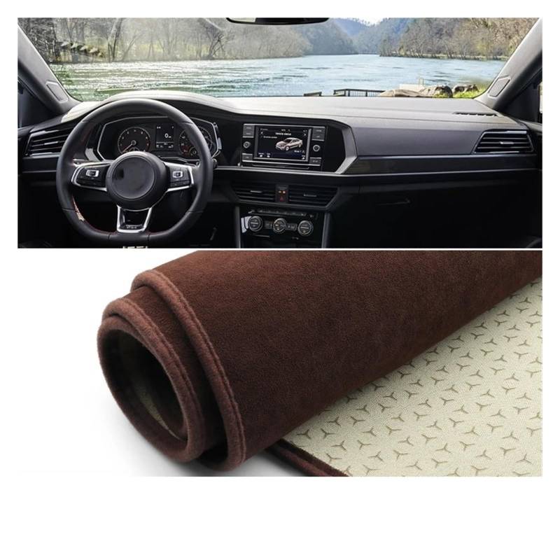 Car Dashboard Cover Pad Für VW Für Jetta Für A7 Für MK7 2018 2019 2020 2021 2022 2023 Auto-Armaturenbrett-Sonnenschutzabdeckung Rutschfester Mattenschutz(B Brown) von AVNVNCNO