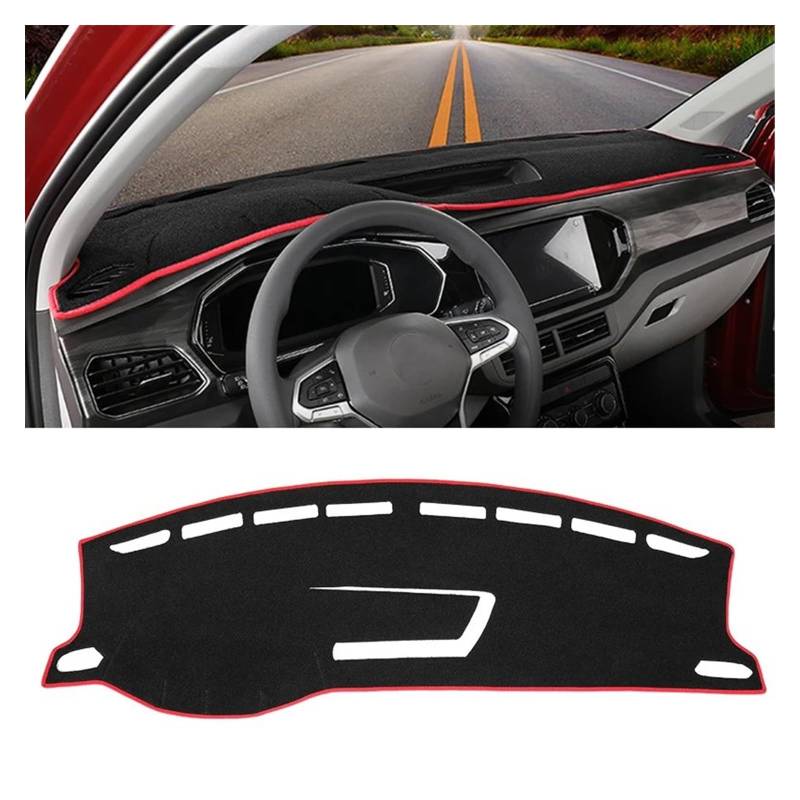 Car Dashboard Cover Pad Für VW Für T-Cross Für T Cross 2018 2019 2020 2021 2022 2023 Auto Armaturenbrett-Abdeckungsmatte Sonnenschutzpolster Instrumententafelteppiche(LHD Red Side) von AVNVNCNO