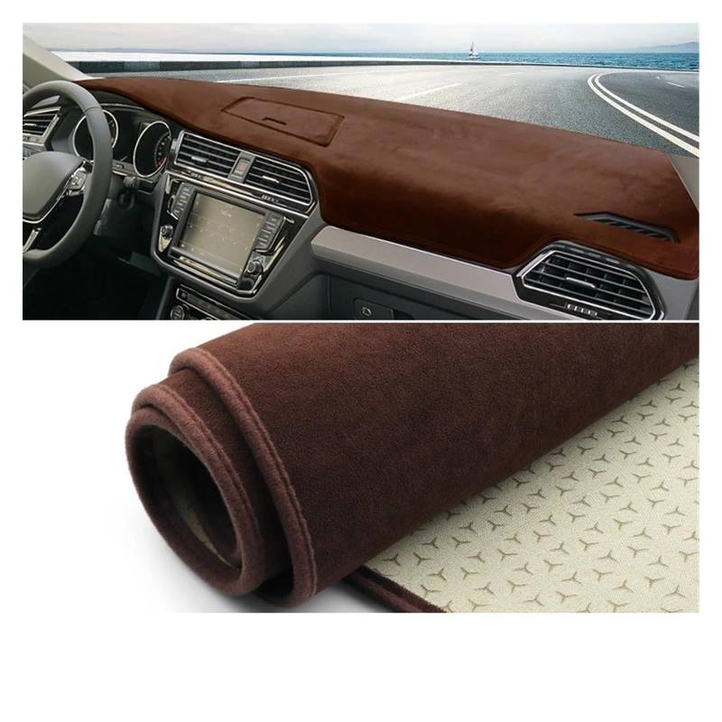 Car Dashboard Cover Pad Für VW Für Tiguan Für MK2 2016 2017 2018 2019 2020 2021 2022 2023 Auto Armaturenbrett Abdeckung Matte Instrument Teppiche(B Brown LHD) von AVNVNCNO