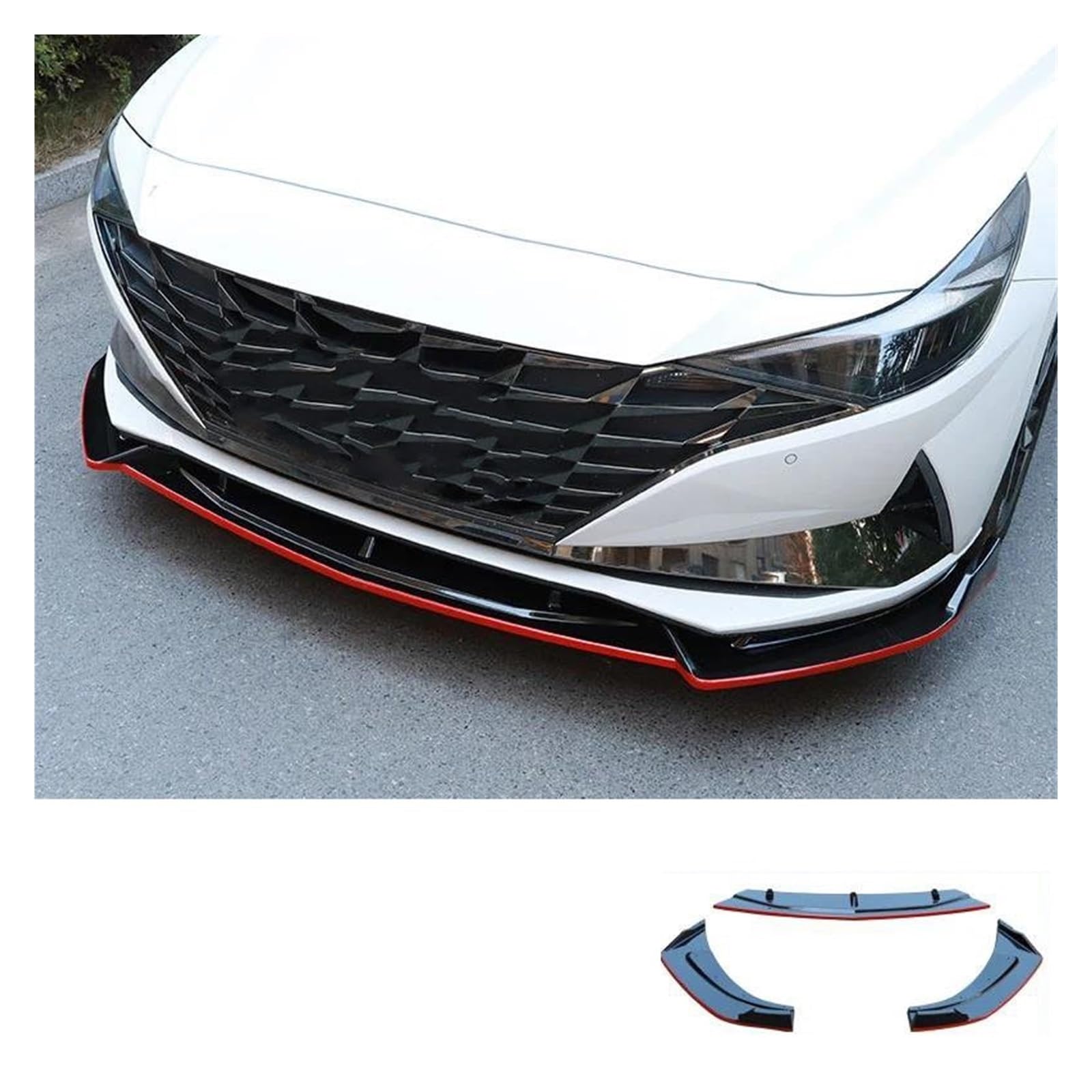 Frontspoiler Für Hyundai Für Elantra Für CN7 2021 2022 Auto Front Stoßstange Splitter Lip Spoiler Diffusor Schutz Körper Kit Sport Tuning Teile Frontstoßstange Spoiler(Black Red) von AVNVNCNO