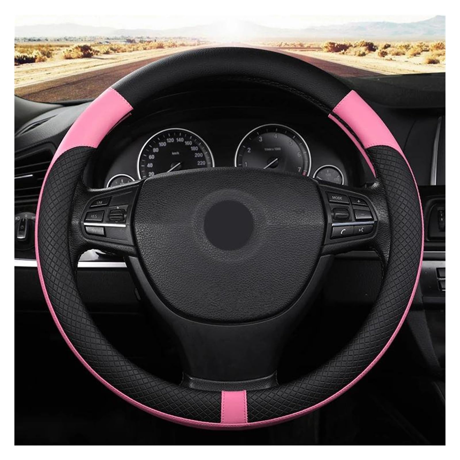 Lenkradschutz Auto-Styling Lenkradabdeckung Radgeflecht Mikrofaser-Leder Klein 36 cm Für Autos Radabdeckungen rutschfest Atmungsaktiv Universelles Auto-Zubehör Auto Lenkradhülle(Rosa) von AVNVNCNO