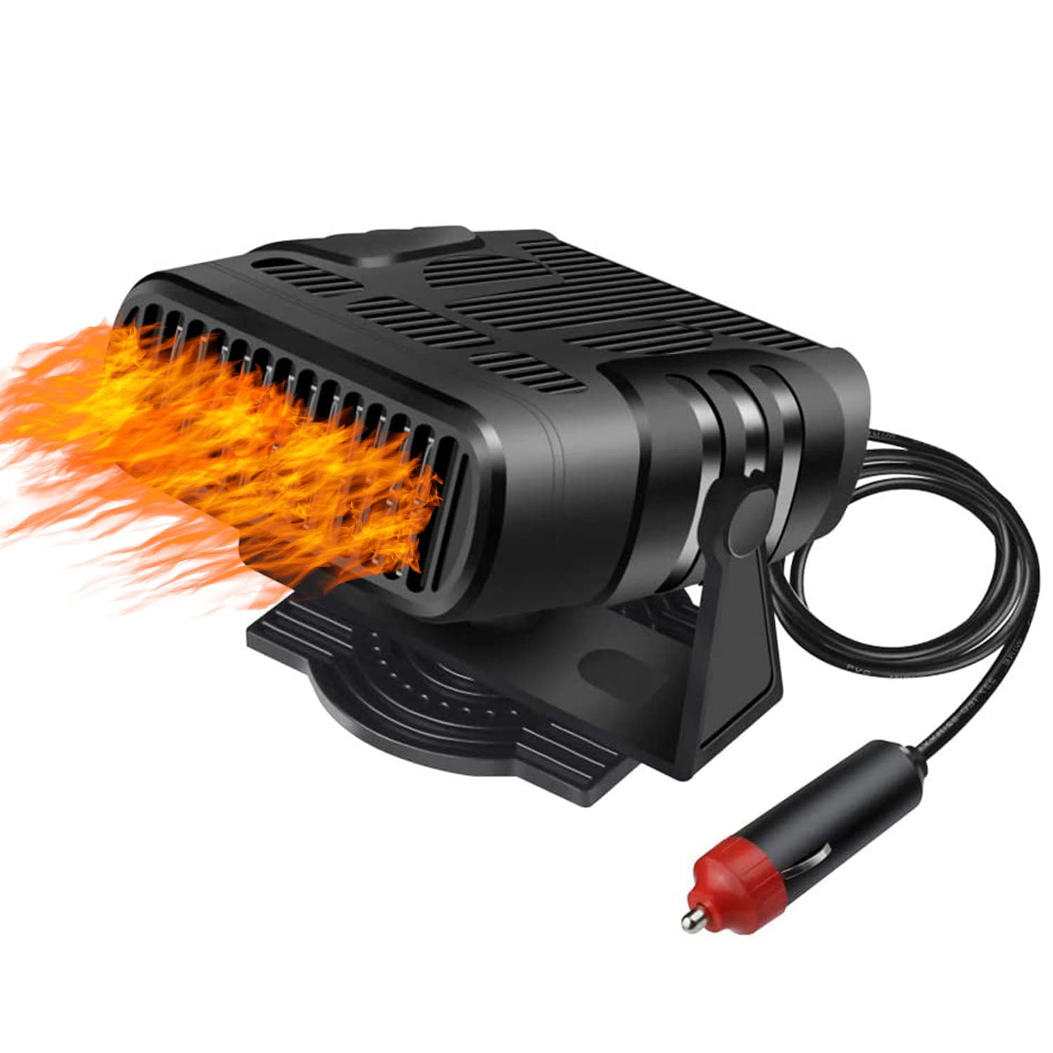 AWAMED Auto Heizung, 12V 120W Tragbarer Windschutzscheibenentfeuchter und Entfroster, 2in1 Schnelle Autoheizung Defroster, 360° Drehbar Auto Defogger Demister mit Zigarettenanzünder Stecker von AWAMED