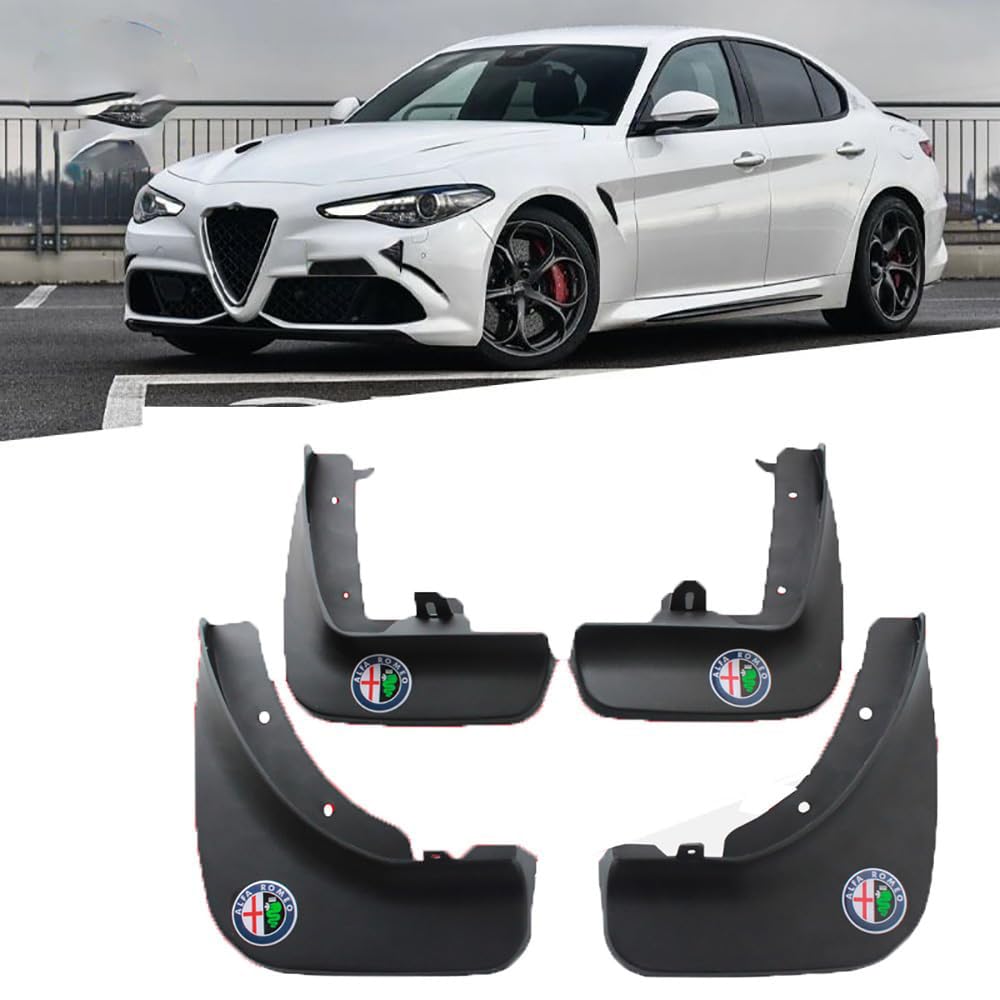 4 Stück Schmutzfänger, für Alfa Romeo Giulia 2015-2024 Vorne und Hinten Spritzschutz Kotflügel Mud Flaps Guard,Auto Rad Schutz Dekoration,B von AWCYRHI