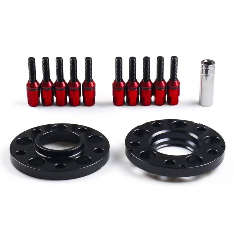 15mm 72,56mm 5x120mm Hubcentric Spurverbreiterungen M12x1.5 Kegelschrauben Für E36 E46 323 325 328 335i 545i Auto-Rad-Distanzscheiben(Red Bolts) von AWGNTQQ