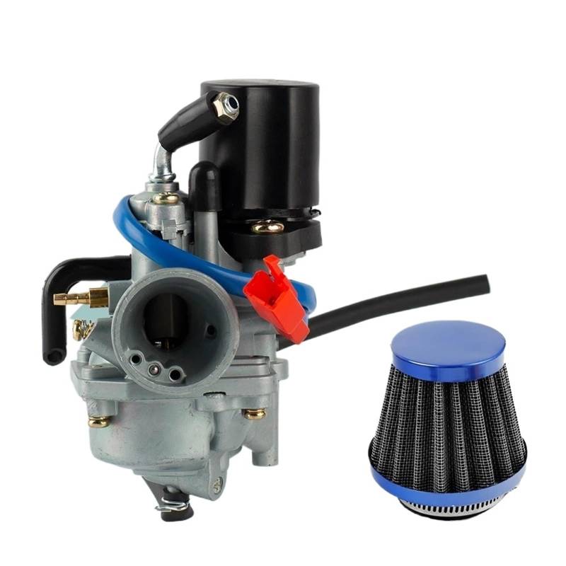 Carburetor Für Jog 50 50cc JOG90 PZ19J 19mm 2 Hub 1E40QMB Jog50 Vergaser Motorrad Roller Vergaser Mit Luftfilter Motorrad Vergaser(Set Silver) von AWGNTQQ