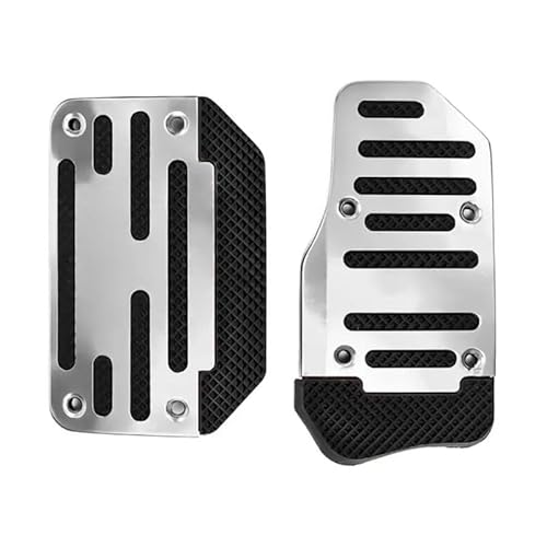 Fußpedal Bremspedal Universal Aluminium Auto Zubehör Innen Automatische Getriebe Auto Fuß Gas Pedal Set Abdeckung rutschfeste Pedale Bremse Kit Kraftstoff Autopedal(Silber) von AWGNTQQ