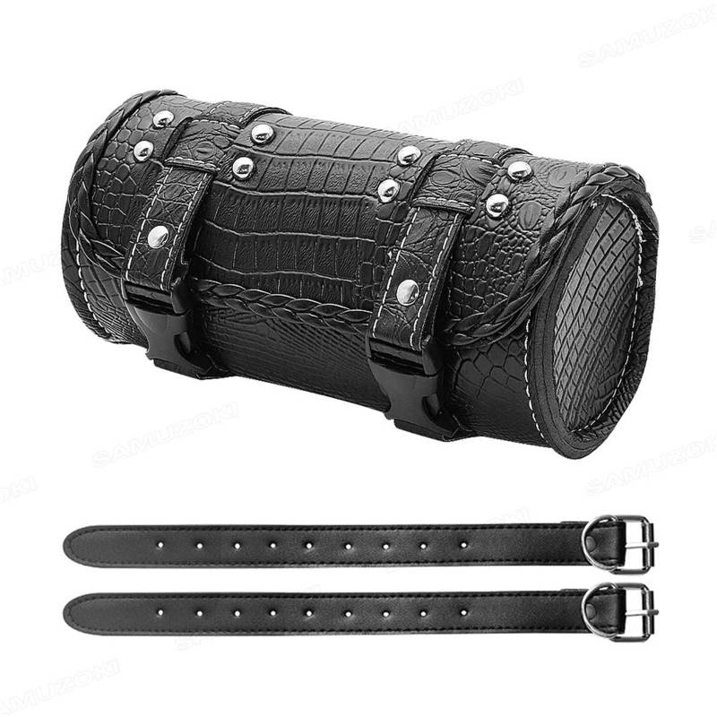 Leder & Satteltaschen Für Sportster Chopper Für Bobber Für Cruiser Für Dyna Für Softail Leder Satteltasche Gabel Werkzeugtasche Motorrad Tasche(Style 3) von AWGNTQQ