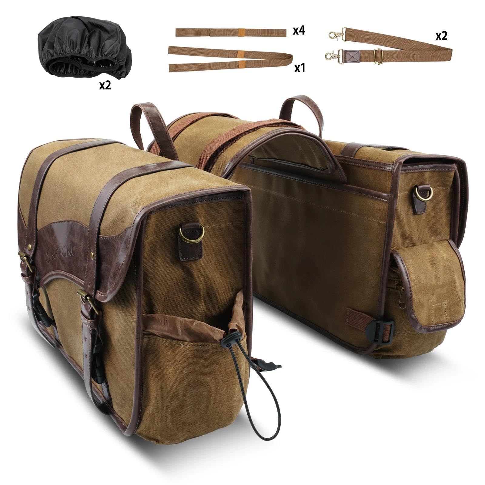 Leder & Satteltaschen Für Suzuki Liefert Motorrad Seitentaschen Satteltaschen Mit Großer Kapazität Motorrad Tasche(Brown) von AWGNTQQ