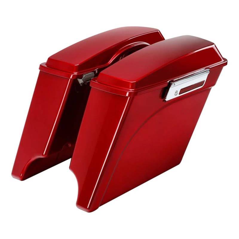 Leder & Satteltaschen Für Touring Road King Street Glide Electra Glide 1993-2013 Motorrad 5" Gestreckte Erweiterte Satteltaschentasche Motorrad Tasche(Red) von AWGNTQQ