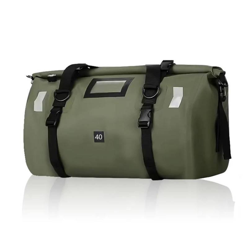 Leder & Satteltaschen Motorrad-Hecktasche wasserdichte Motorrad-Rücksitztasche Seesack Gepäckträger Kofferraumtasche Aufbewahrungstasche Motorrad Tasche(40L Green) von AWGNTQQ