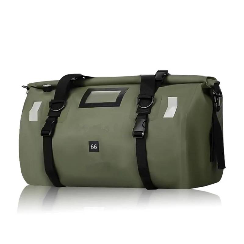 Leder & Satteltaschen Motorrad-Hecktasche wasserdichte Motorrad-Rücksitztasche Seesack Gepäckträger Kofferraumtasche Aufbewahrungstasche Motorrad Tasche(66L Green) von AWGNTQQ