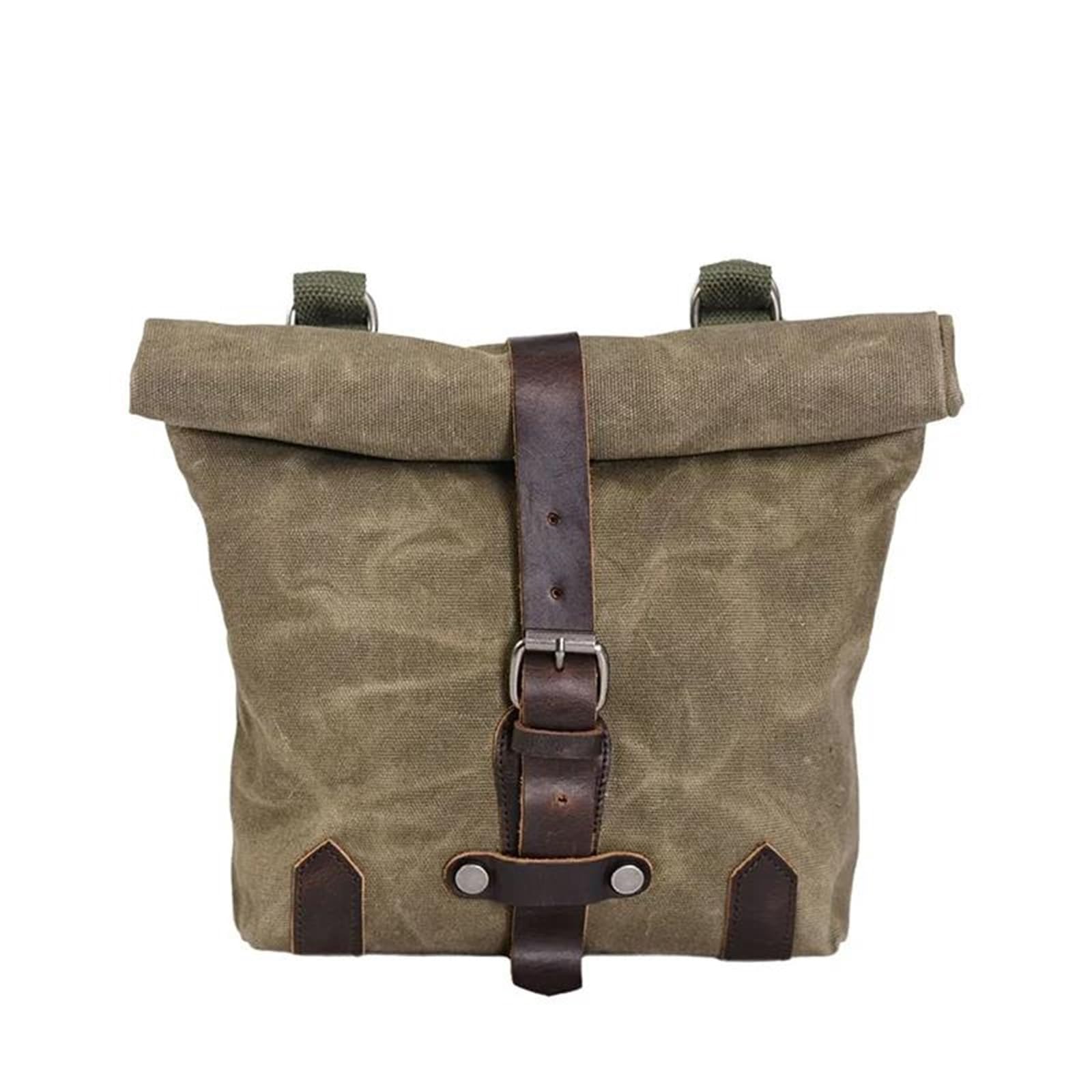 Leder & Satteltaschen Motorrad Seitentasche Im Retro Stil Ölwachs Kopftasche wasserdichte Werkzeugtasche Umhängetasche Motorrad Tasche(Armeegrün) von AWGNTQQ