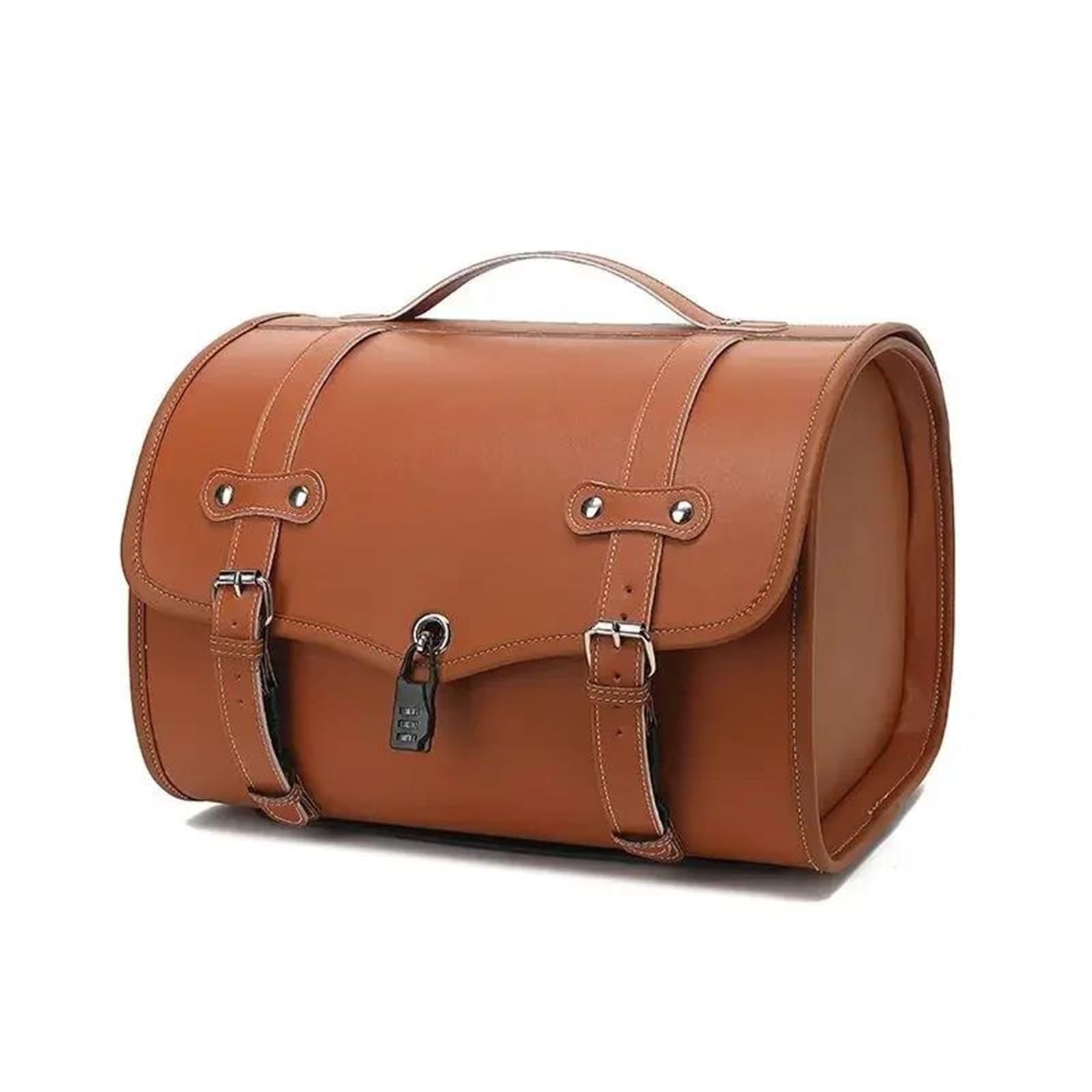 Leder & Satteltaschen Retro Motorrad Kofferraum Hinten Sitz Hängen Tasche wasserdichte Elektrische Fahrzeug Lagerung Stamm Lagerung Hinten Trunk Bag Motorrad Tasche(Brown) von AWGNTQQ