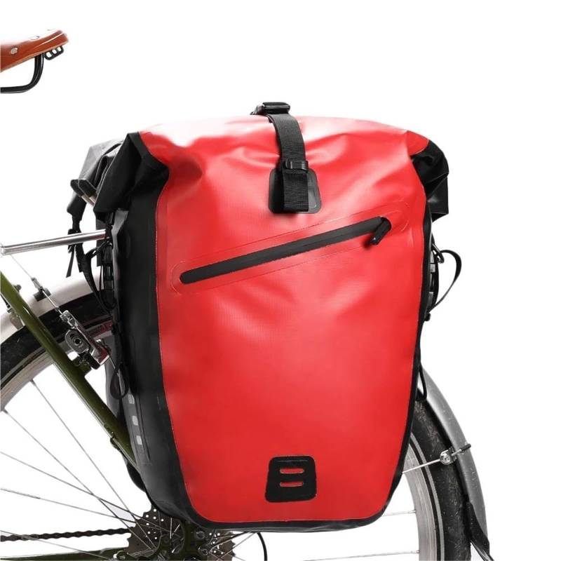 Leder & Satteltaschen Universal Fahrrad Tasche 20L/27L Reise Gepäckträger Schwanz Sitz Trunk Bag Fahrrad Gepäck Tasche Motorrad Tasche(27L Red) von AWGNTQQ