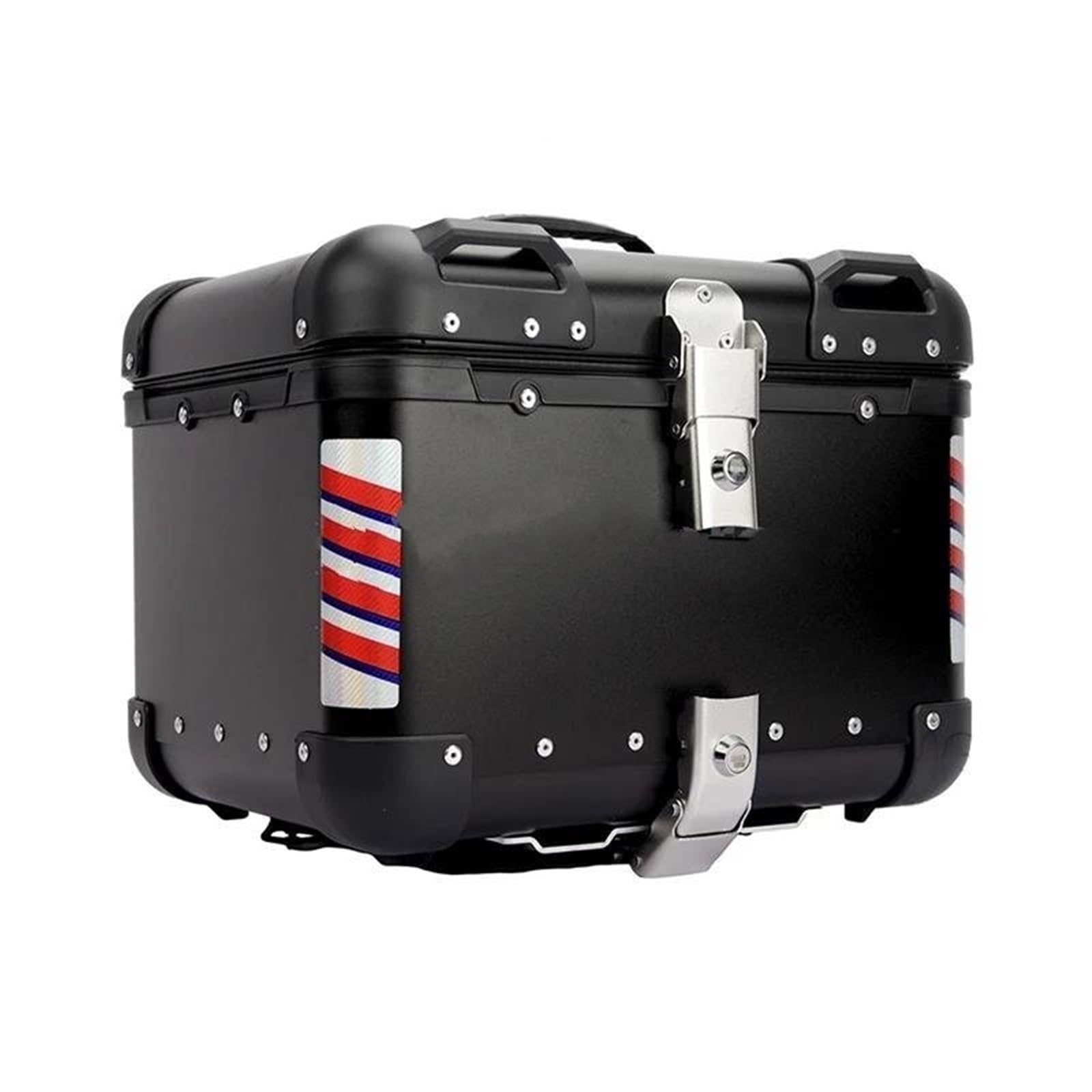 Leder & Satteltaschen Universal Motorrad Heckbox Aluminiumlegierung Top Box Abschließbare Helmaufbewahrung Hinten Reisebox Mit Reflektierendem Design 40L 45L Motorrad Tasche(40L Black) von AWGNTQQ