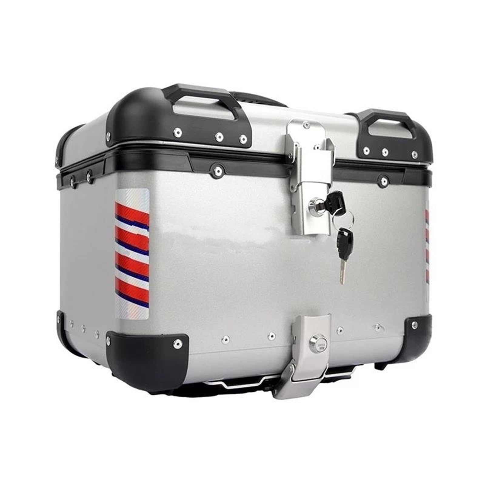 Leder & Satteltaschen Universal Motorrad Heckbox Aluminiumlegierung Top Box Abschließbare Helmaufbewahrung Hinten Reisebox Mit Reflektierendem Design 40L 45L Motorrad Tasche(45L Silvery) von AWGNTQQ