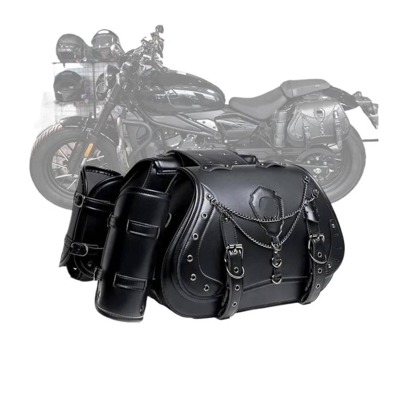 Leder & Satteltaschen Universal Motorrad Satteltasche Punk Reiter Seite Tasche Hinten Sitz Modifizierte Lagerung Tasche Geeignet Für PAN America 125 S PA 1250 Motorrad Tasche(FBG340BK 1pair) von AWGNTQQ