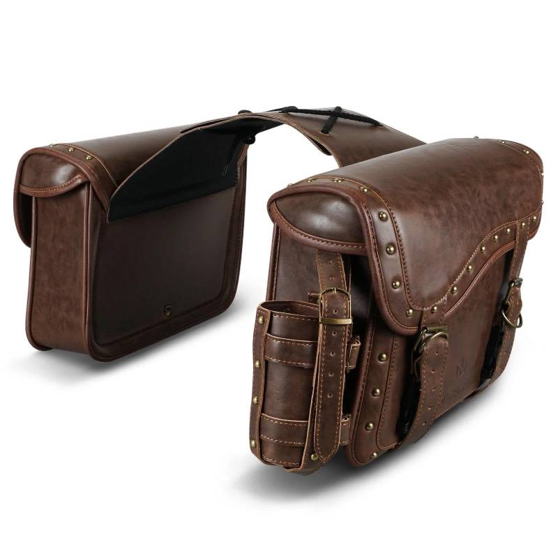 Leder & Satteltaschen Universal Motorrad Vintage Satteltasche PU Leder Heckrahmen Seitentasche Für Kawasaki ZR750 Z650RS Für Z900RS ER5 ER6 ZR750 ZRT10 ZR550 Motorrad Tasche(Brown) von AWGNTQQ