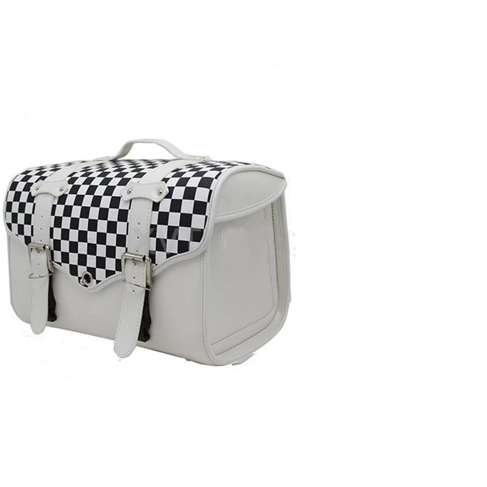 Leder & Satteltaschen Universelle Motorrad Reitausrüstung Rücksitztasche Heckgepäcktasche Outdoor-Reise Helmtasche Leder Motorrad Tasche(Black and White) von AWGNTQQ