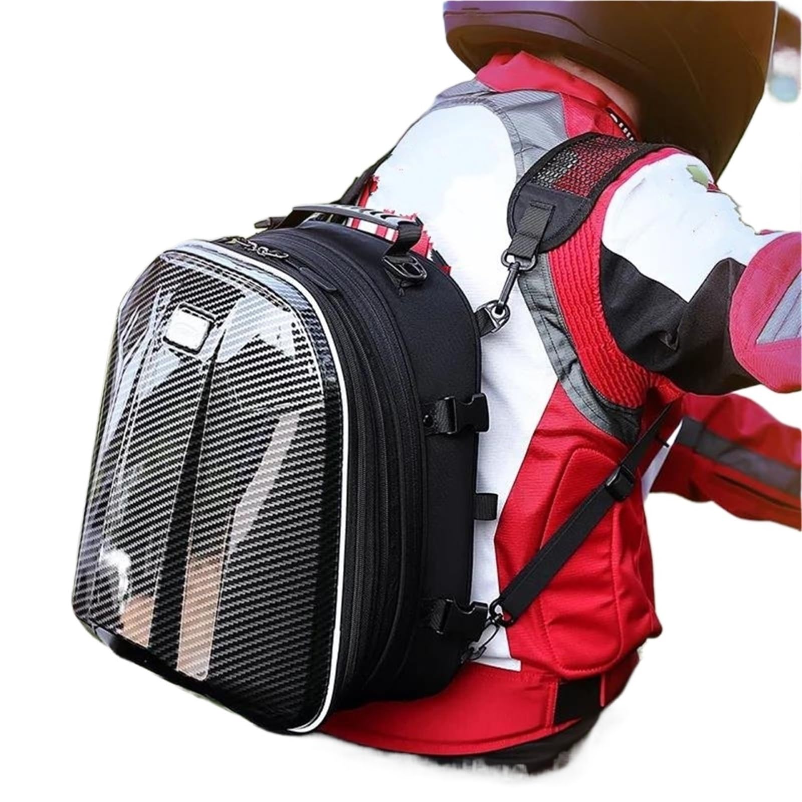 Leder & Satteltaschen Universelle Motorrad Rücksitz Aufbewahrungsbox Reiseausrüstung Einzelne Schulter Doppelte Schulter Fahrertasche Multifunktionale Helmtasche Motorrad Tasche(PCcarbon Fiber Gray) von AWGNTQQ