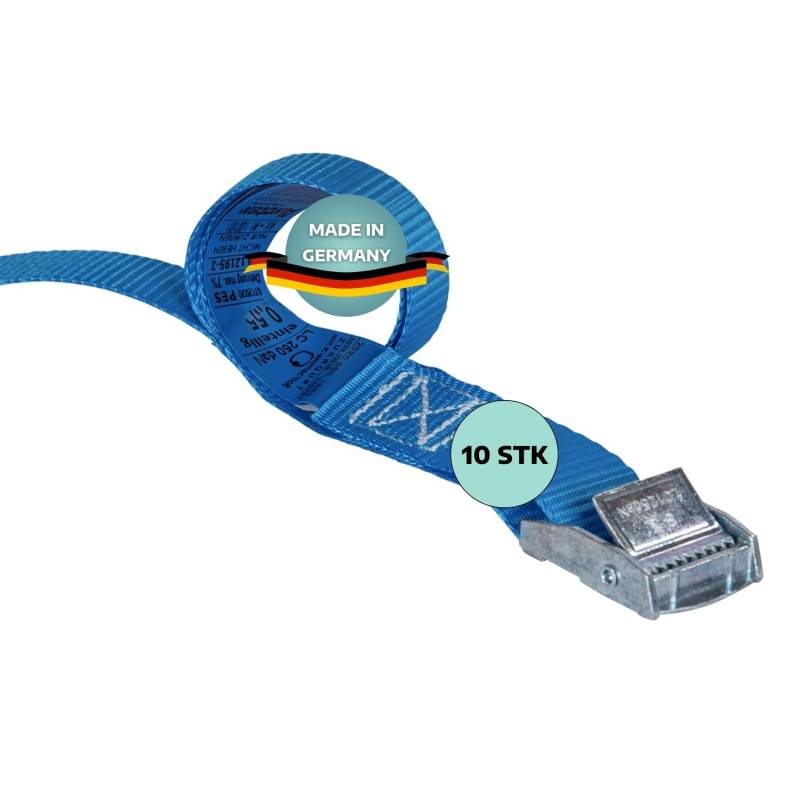 AWOTEX 10 x Spanngurt 1-teilig mit Klemmschloss I 0,55m I Spanngurte mit Klemmschloss I Gurte zum Befestigen I kleine Spanngurte mit Sicherheitsetikett I Bandbreite 25 mm I Gurtband mit Schnalle von AWOTEX