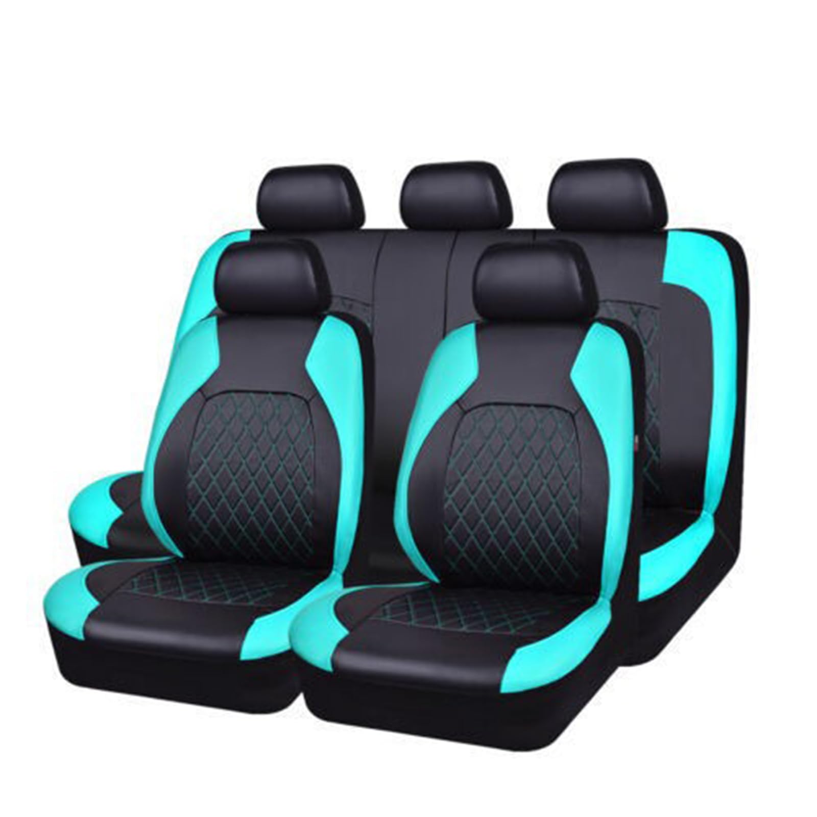 Autositzbezüge für Nissan Sunny N17 2011-2018, PU-Leder Sitzschoner, wasserdichte autositzschoner -Sit Airbag Kompatibel, Wasserdicht rutschfest Auto-innenausstattungs,E-Blue-Green+Black von AWPF