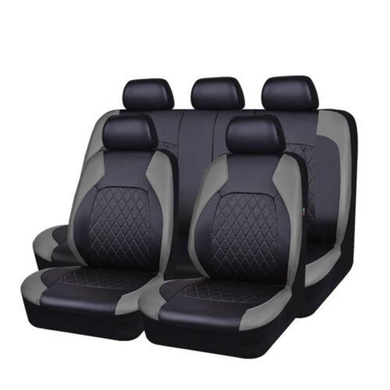 Autositzbezüge für Nissan Teana (J32) 2. Gen 2008-2012, PU-Leder Sitzschoner, wasserdichte autositzschoner -Sit Airbag Kompatibel, Wasserdicht rutschfest Auto-innenausstattungs,C-Gray+Black von AWPF