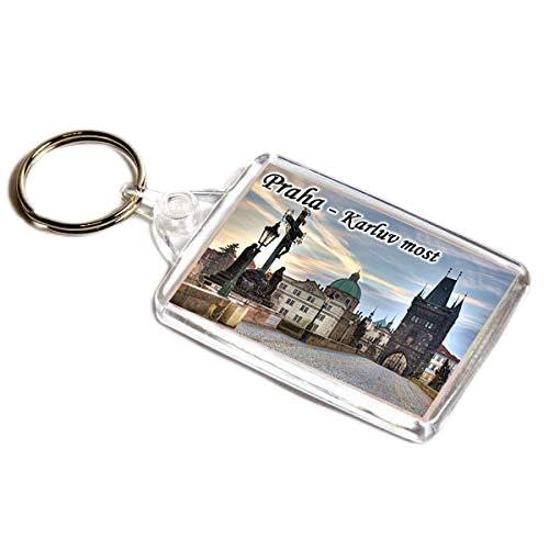 AWS Schlüsselanhänger Praga Brücke Carlo Souvenir Key Ring PVC Charles Bridge Karl v Most Prague von AWS