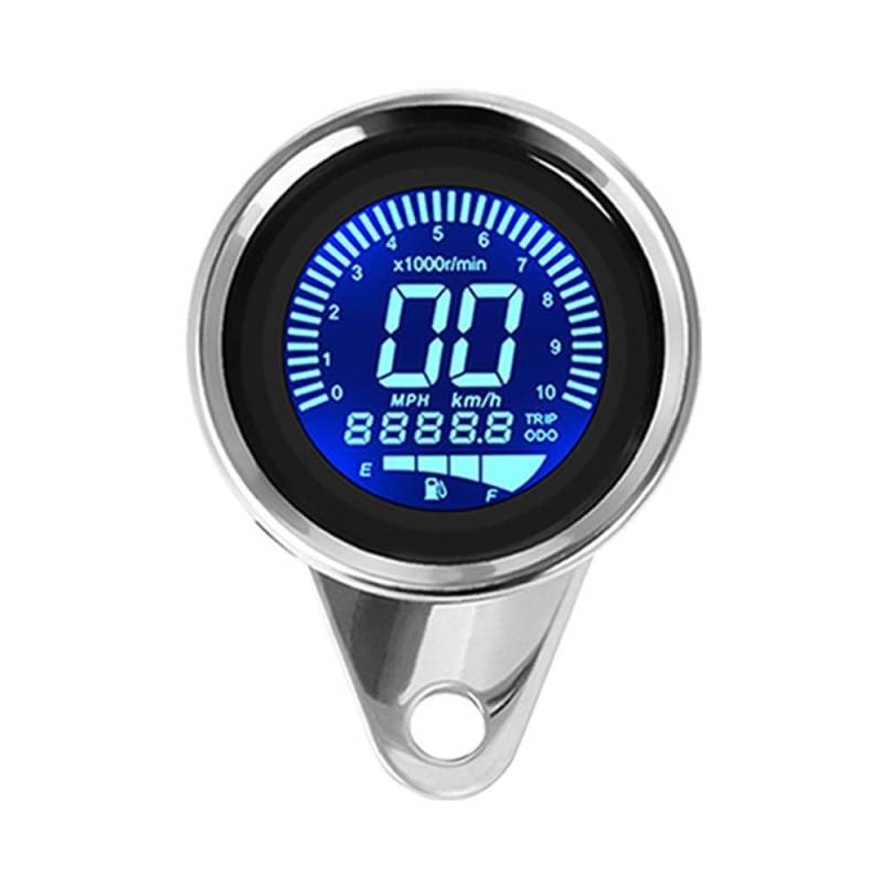 AXCAR Kilometerzähler 12V Universal Digital Motorrad Tachometer Kilometerzähler Drehzahlmesser Messgerät Kraftstoffzähler Anzeige(Color-SI) von AXCAR