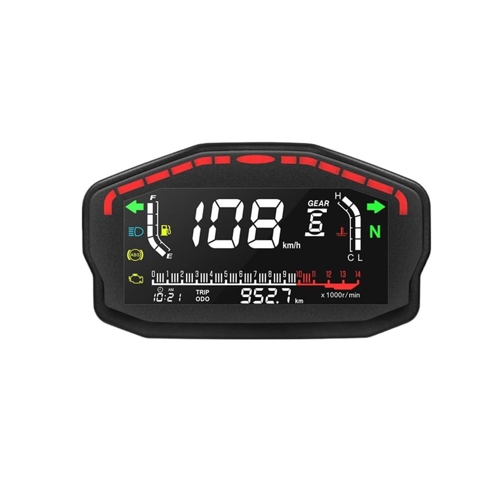 AXCAR Kilometerzähler 2,4 Zylinder Universal Tacho Motorrad Digital Kilometerzähler Temp Kraftstoff Tachometer RPM Display Für(Only Meter) von AXCAR