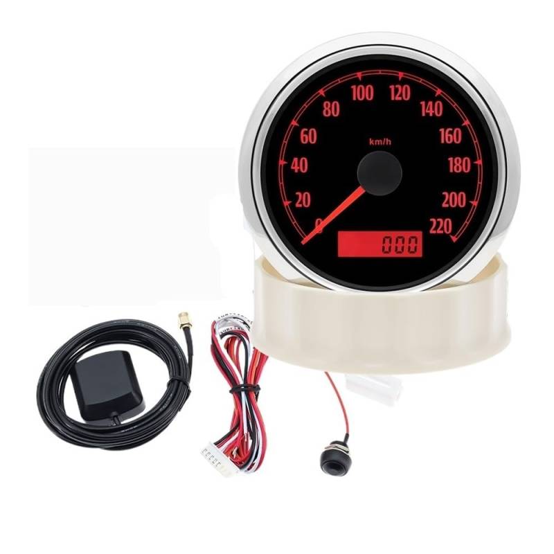 AXCAR Kilometerzähler 85MM GPS Tacho Moto 220km/h 220 MPH Speed ​​Gauge Meter GPS Antenne Sensor Set Für Harley Motorrad 9-32V(Color-1) von AXCAR