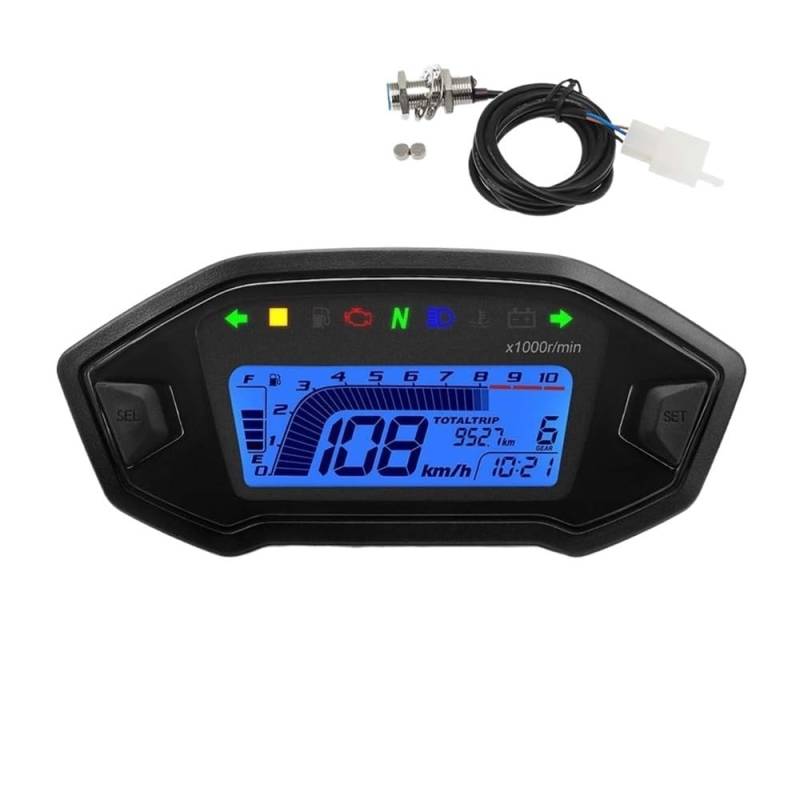 AXCAR Kilometerzähler AD Motorrad Instrument + Sensor Tachometer 10000 RPM Meter Dashboard Kilometerzähler KMH Tachometer Für von AXCAR