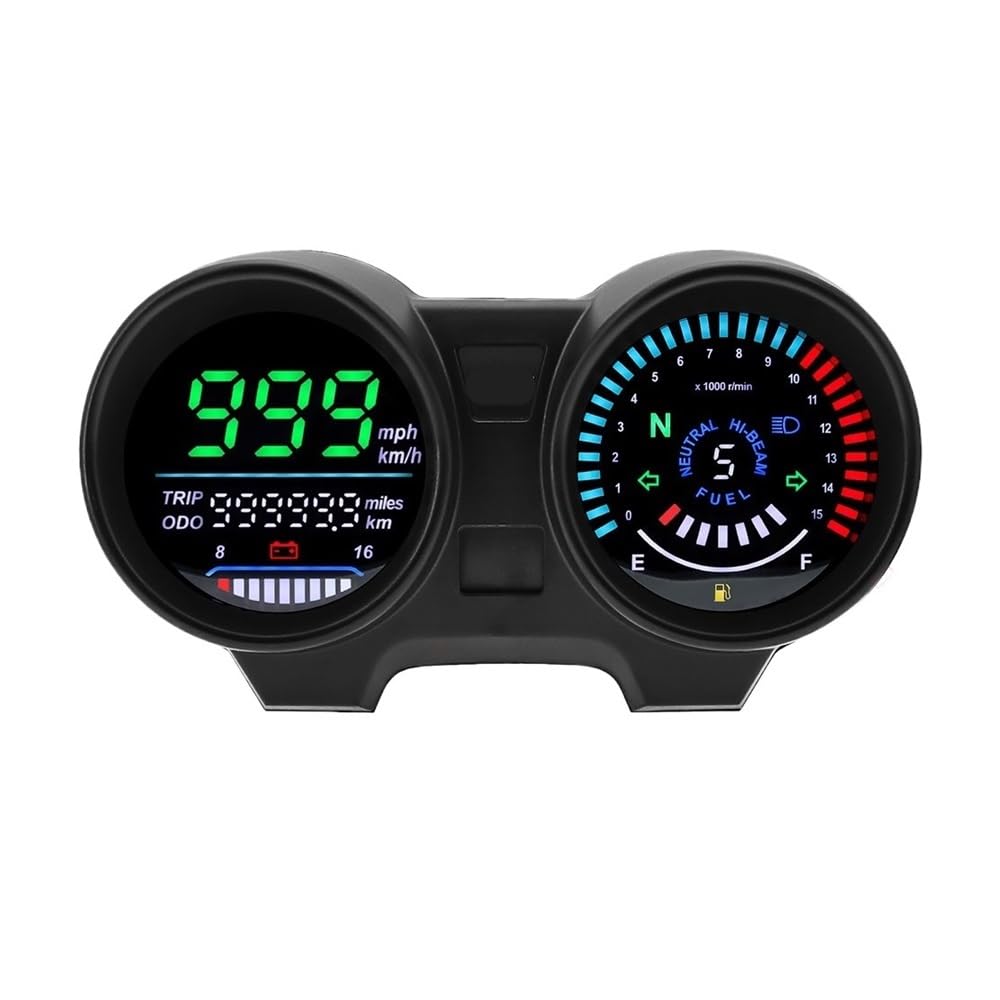 AXCAR Kilometerzähler Digitale Motorrad Tachometer MPH Km/h Meter Montage LCD-Computer-geschwindigkeitsmesser-grüne Getriebe Anzeige Instrument Für GN 125 von AXCAR