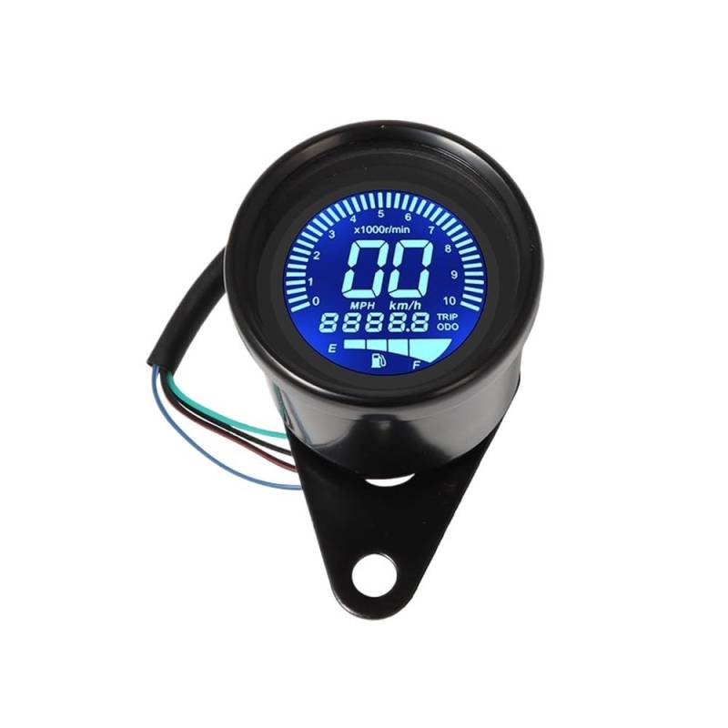 AXCAR Kilometerzähler Digitaler 12-V-Universal-Digital-Motorrad-Tachometer, Kilometerzähler, Drehzahlmesser, Kraftstoffmesser, Anzeige(Black) von AXCAR