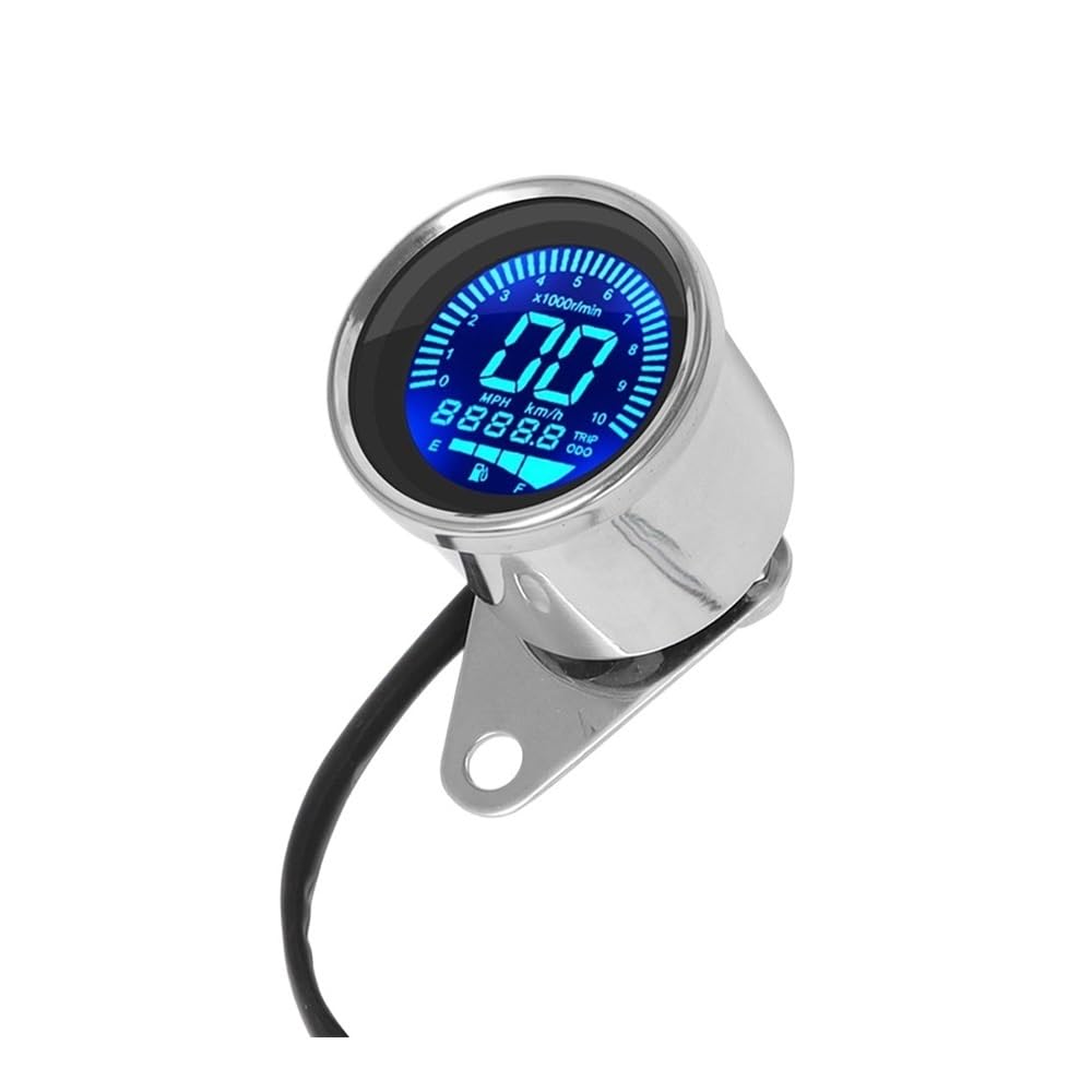 AXCAR Kilometerzähler Digitaler 12-V-Universal-Digital-Motorrad-Tachometer, Kilometerzähler, Drehzahlmesser, Kraftstoffmesser, Anzeige(Color-SI) von AXCAR