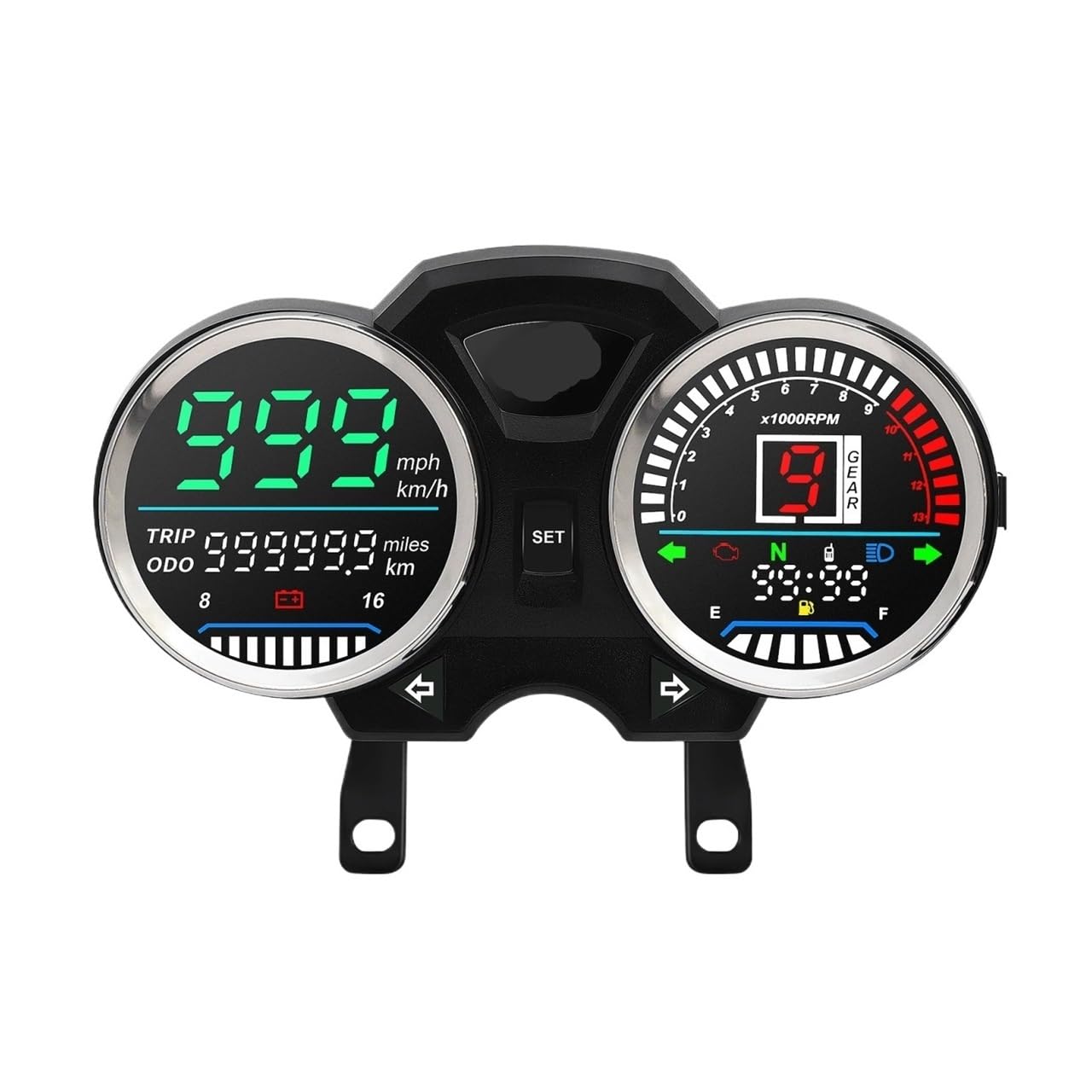 AXCAR Kilometerzähler Digitaler Motorrad-Tachometer, Drehzahlmesser, Armaturenbrett, 6 Gänge Für GN125 Für GN150 Für 125cc Für 150cc von AXCAR