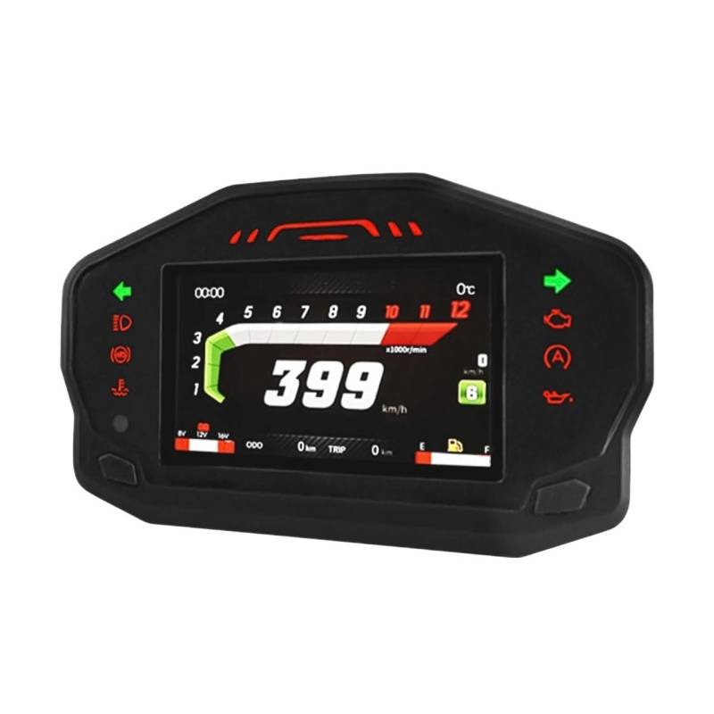 AXCAR Kilometerzähler Für Motorrad Für 2/4 Zylinder 12000RPM Drehzahlmesser Kilometerzähler Kraftstoff Niveau Reise Display Digital Tacho von AXCAR